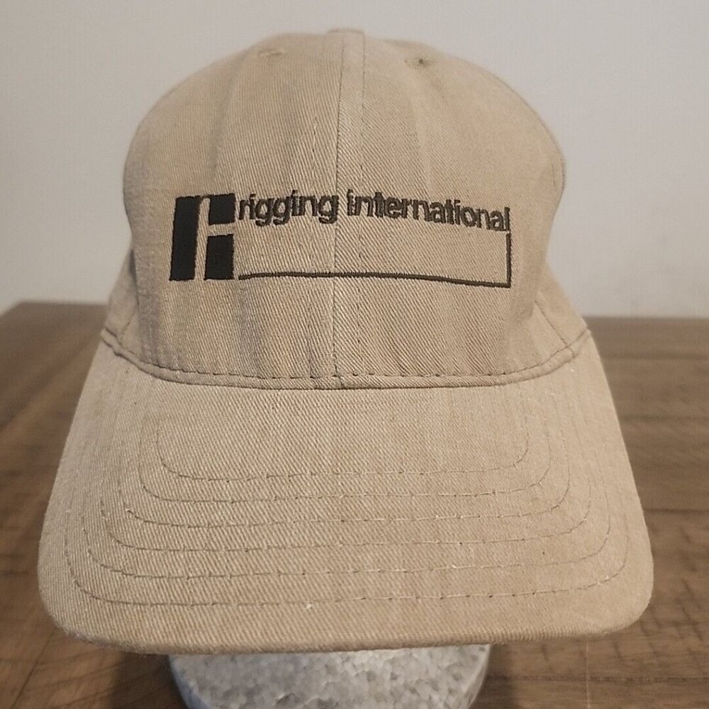 International Rigging Trucking Hat Cap Khaki Tan Snapback Vintage Made In USA